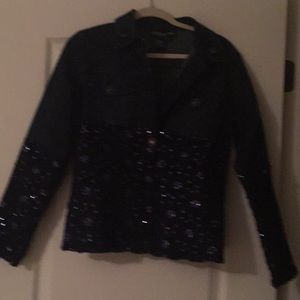 Dark navy sequined jean jacket